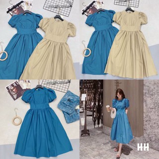 Váy thô trơn tay bồng