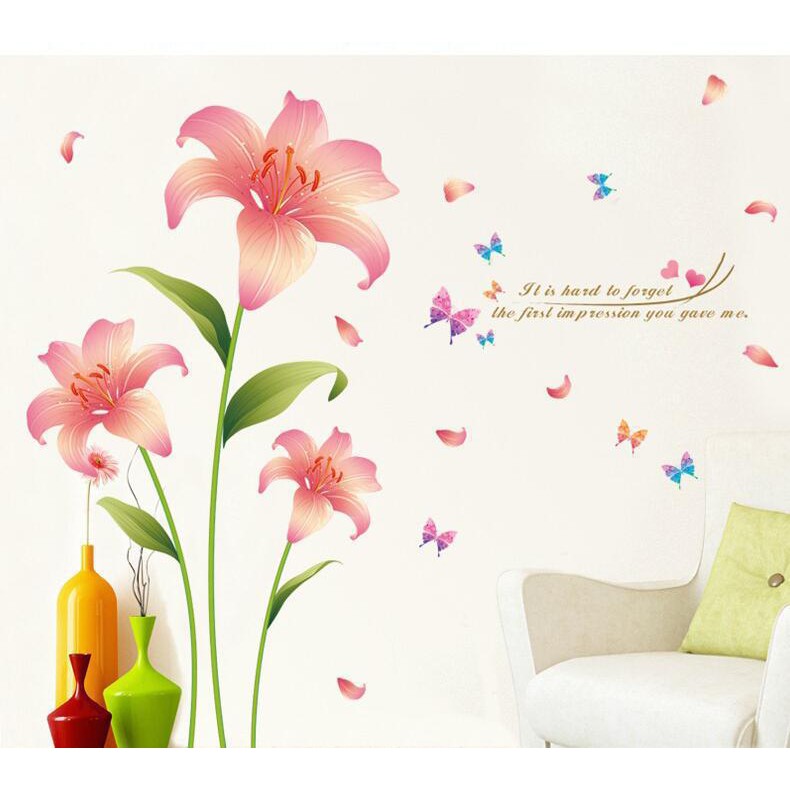 Decal dán tường Hoa Ly Cam