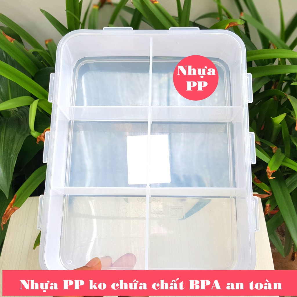 Hộp nhựa đựng thực phẩm, hộp đựng thức ăn Lock and Lock chia ngăn HPL832C 2.7L