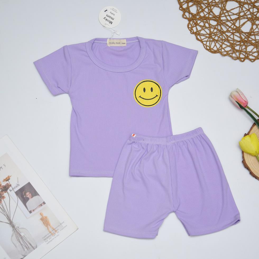 Bộ Cộc Tay Mặt Cười, Bộ Quần Áo Hè Cho Bé Vải Len Tăm Cao Cấp, Mềm Mịn Thoáng Mát - Quần Áo Trẻ Em Cao Cấp