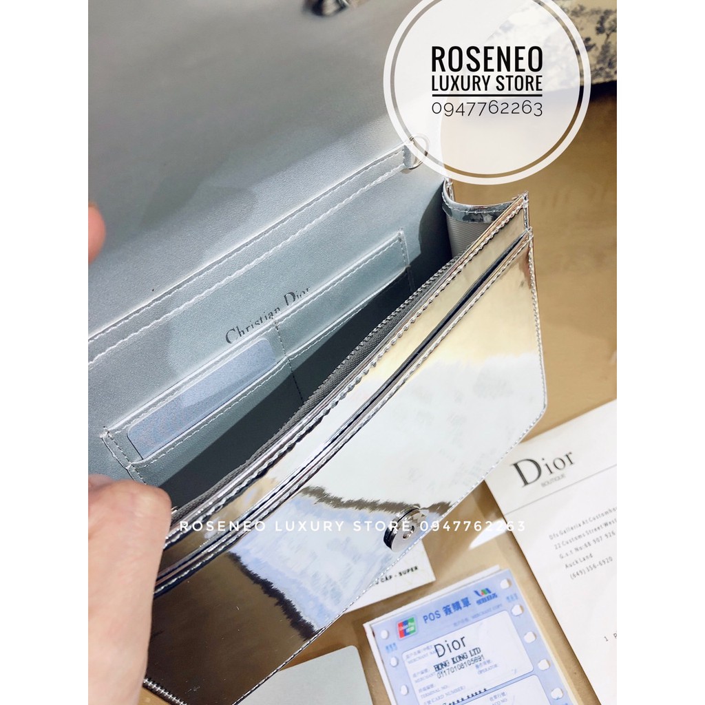 Túi DIORAMA MINI SUPER VIP‼️fullbox, card, túi vải, hoá đơn DIOR AMA clutch màu bạc metalic