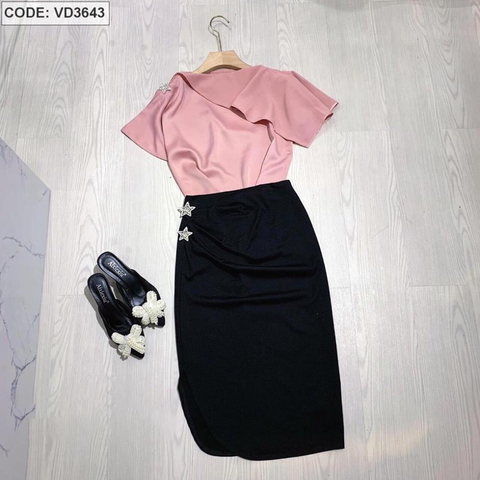 HK Đầm công sở💕FREESHIP💕Đầm công sở Set Áo Hồng Phối Chân Váy Body Đẹp ( có hình thật)