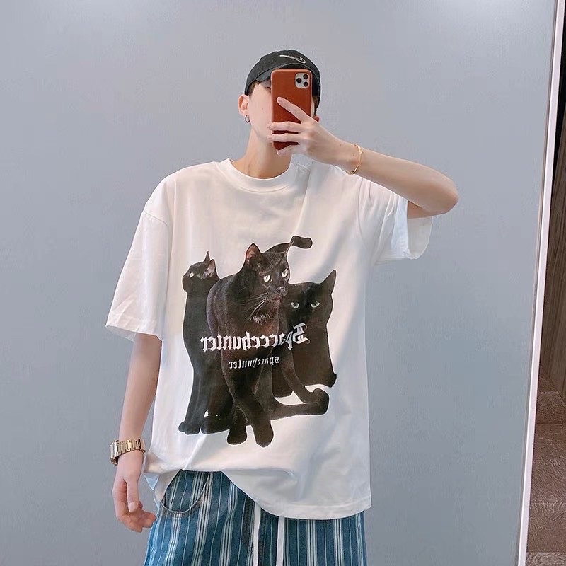 ÁO THUN TAY LỠ COTTON 3 CAT FORM UNISEX NAM NỮ (kèm ảnh thật)