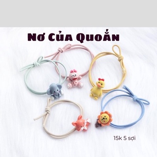 Combo 5 cột tóc thun đính hoạt hình 5 màu cute