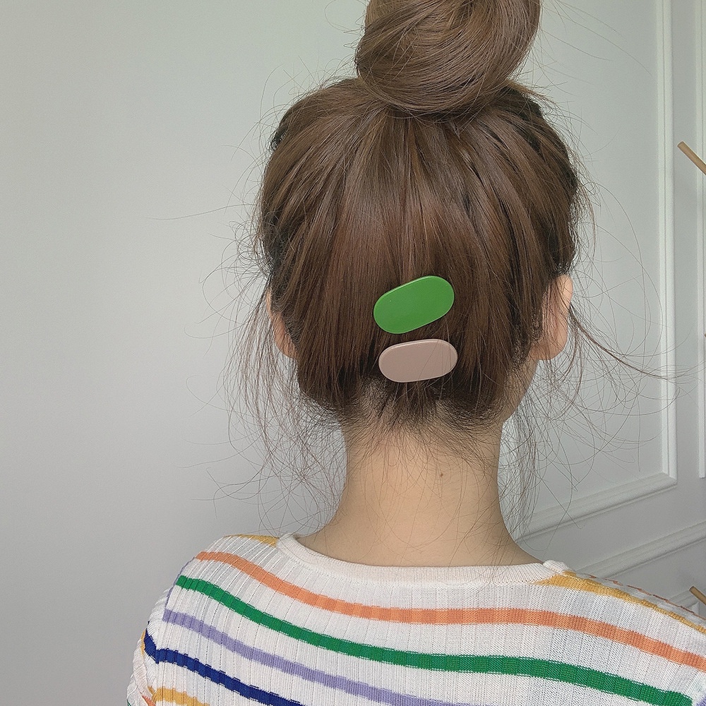 Kẹp Tóc Mái Ngang Màu Kẹo Ngọt Hình Oval Dễ Thương Cho Nữ