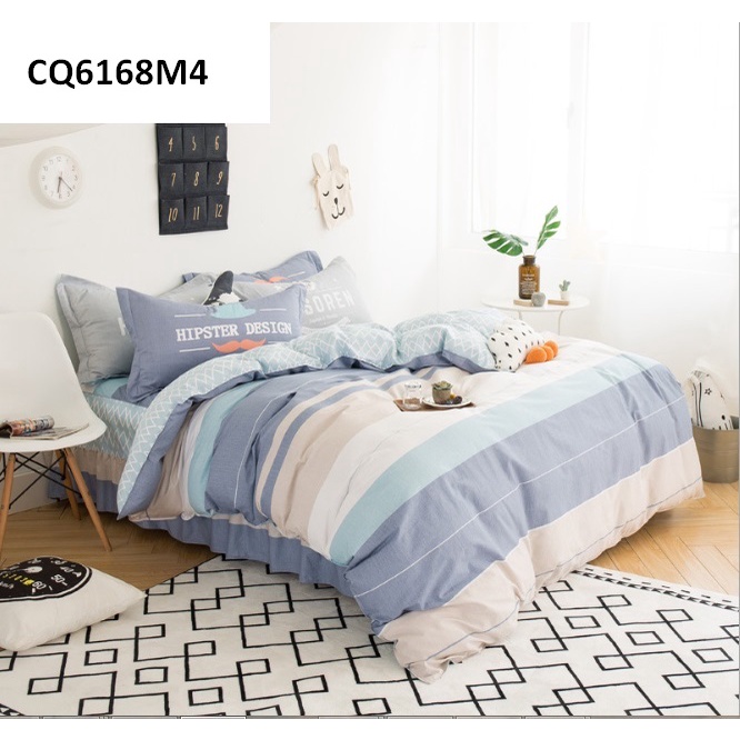 CQ6168-Bộ chăn ga gối cotton hàng nhập cho giường 120 và 180*200cm