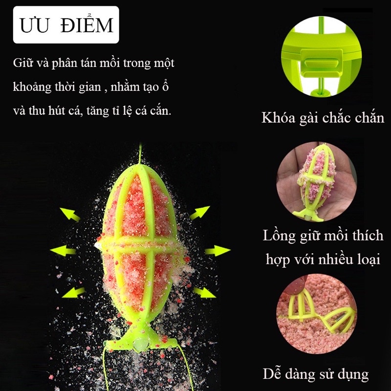 Hộp 4 lưỡi câu mè lăng xê, lưỡi thiết kế thông minh, tạo ổ và thu hút con mồi