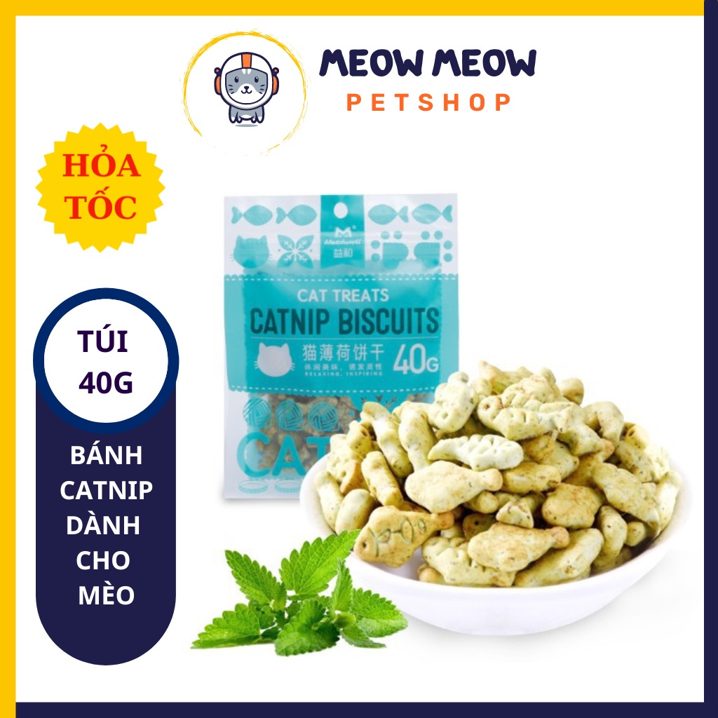 Bánh thưởng CATNIP BISCUITS tiêu lông, sạch răng cho mèo | Túi 40g.
