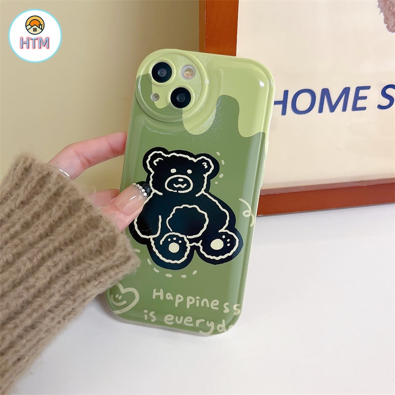Ốp Điện Thoại TPU Dẻo In Hình Gấu Xanh Hoạt Hình Có Lỗ Tròn Cho iPhone 14 13 12 Pro Max 11 14 Pro XS Max X XR 7 8 Plus
