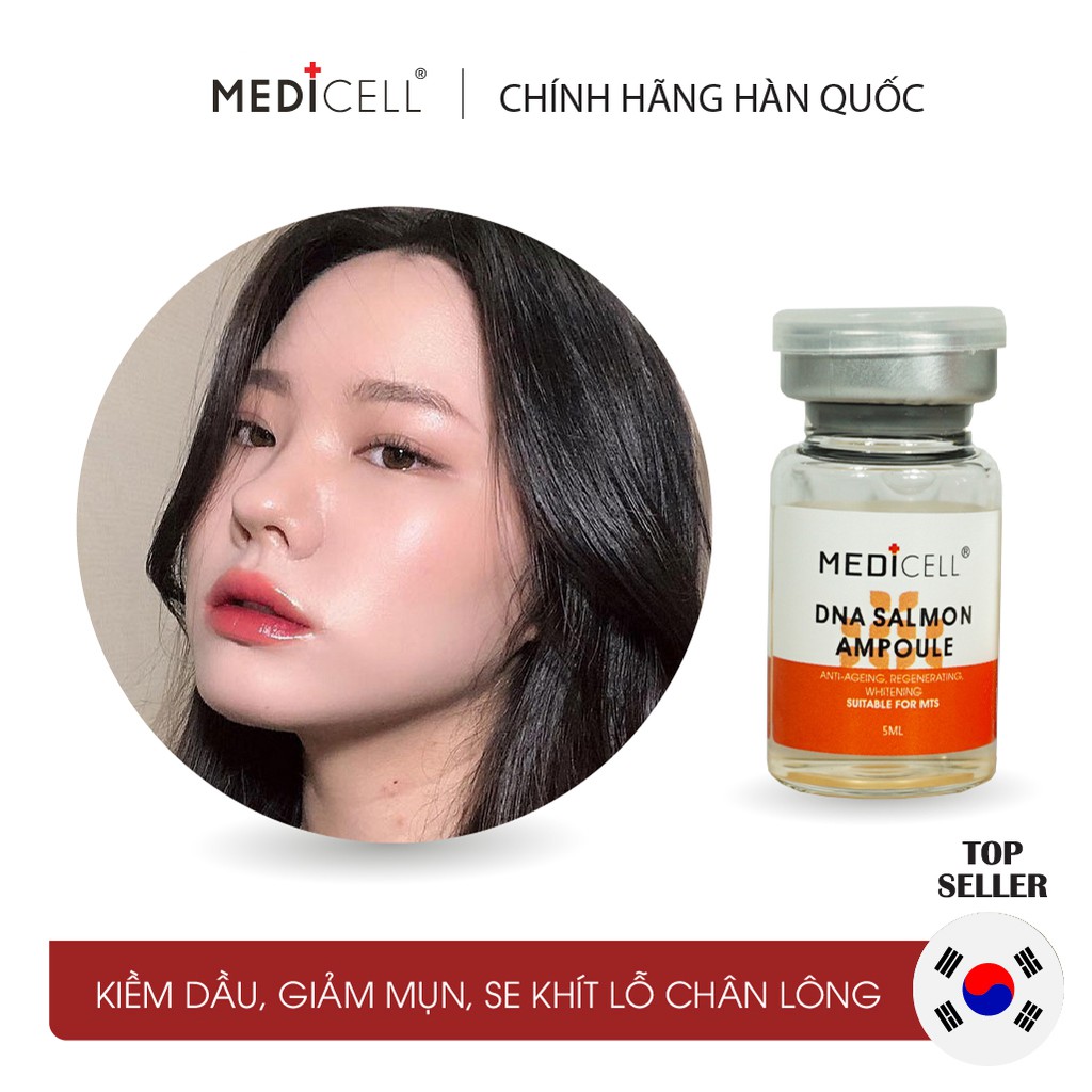 Tế bào gốc cá hồi DNA Medicell dưỡng trắng, kiềm dầu, căng bóng da, mờ thâm sạm, se khít lỗ chân lông lọ 5ml