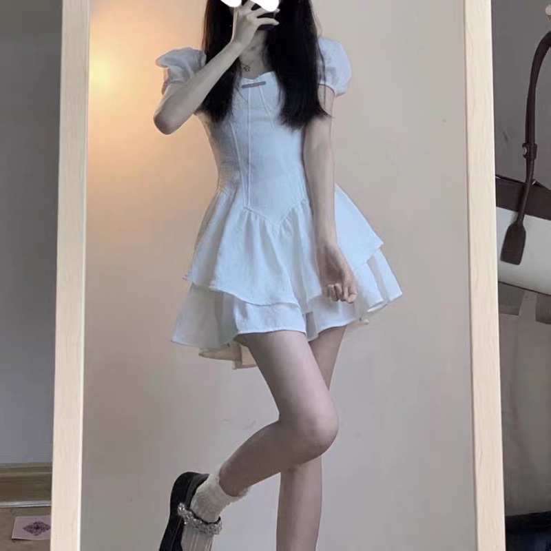 Set Đầm Xoè Hai Tầng Vải Thêu Nổi Siêu Xinh