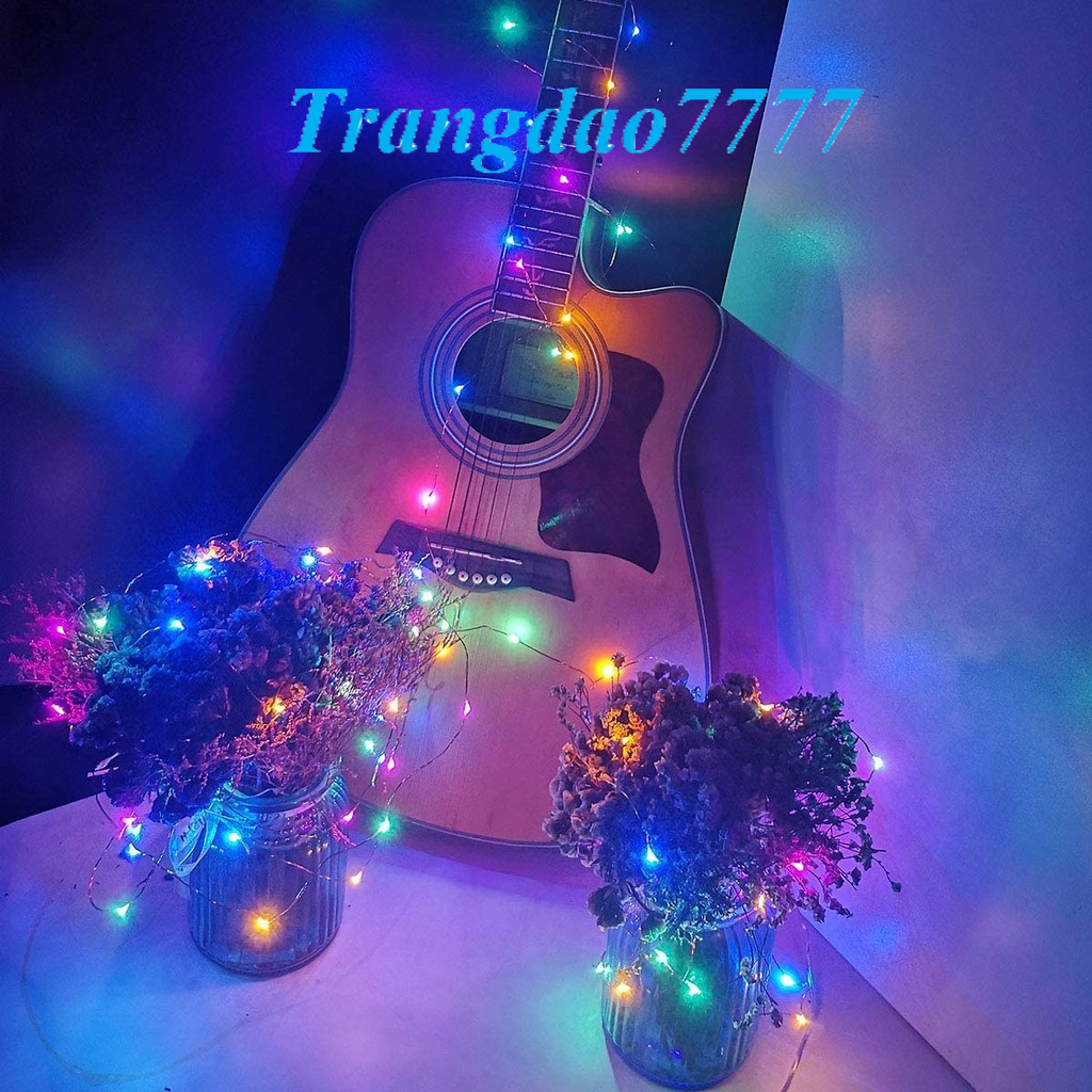 Kèm Sẵn Pin AG13-Chỉnh 3 Kiểu Đèn- Đèn Led Đom Đóm Fairy Light Trang Trí Decor Quấn Cây Sân Vườn Noel Lễ Tết