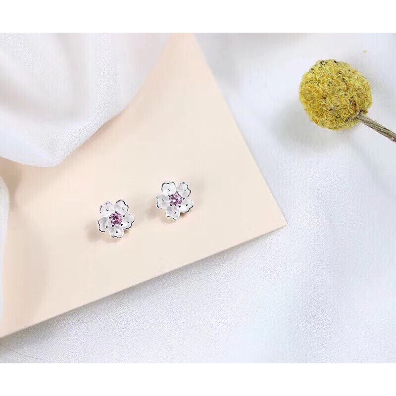 Khuyên tai bạc ta đẹp sành điệu quạt hoa trăng sao  th