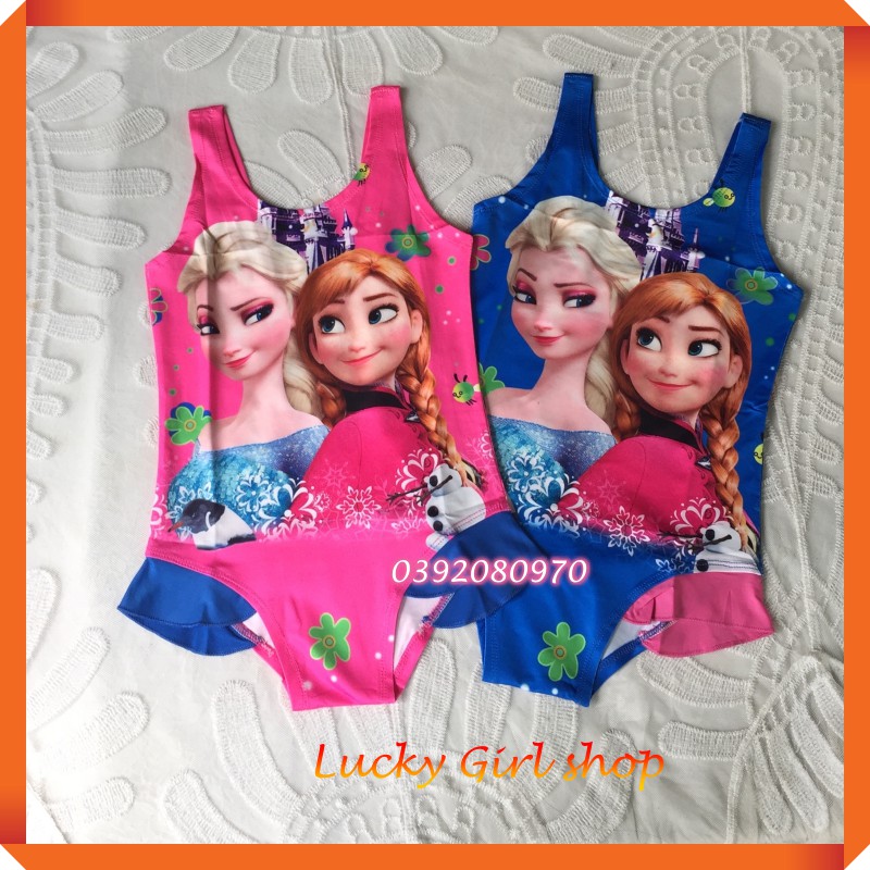 Bikini Áo Tắm Đồ Bơi Liền Thân Elsa Anna Thun Co Giãn In Nhiệt 2 Mặt Siêu Kute Cho Bé Gái -Hàng Việt Nam-Lucky Girl shop