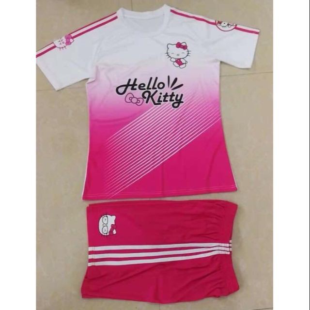 [ Thun thái ] Áo bóng đá không logo Hello kitty HK03 hồng ( bộ quần áo bóng đá thiết kế , bộ quần áo thể thao )...