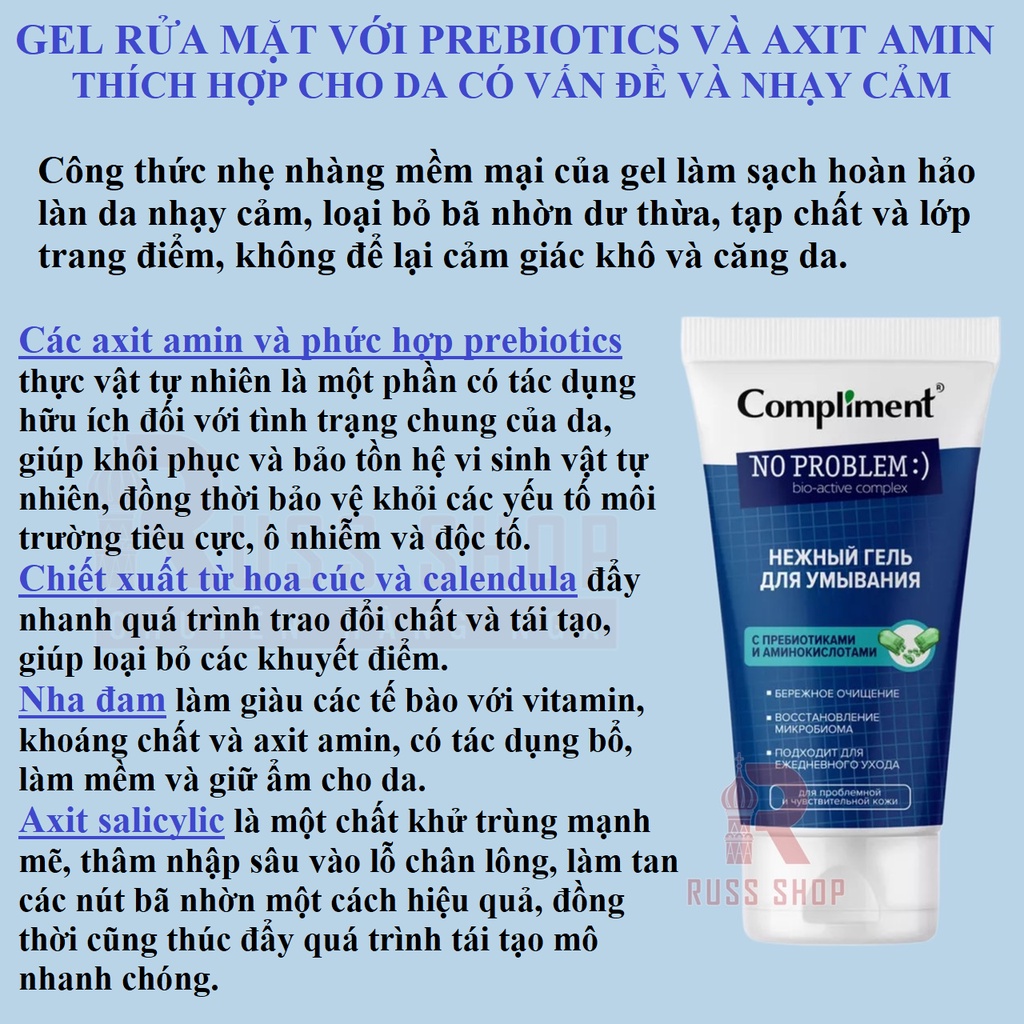 Gel Rửa Mặt Compliment No Problem Cho Da Nhờn Mụn