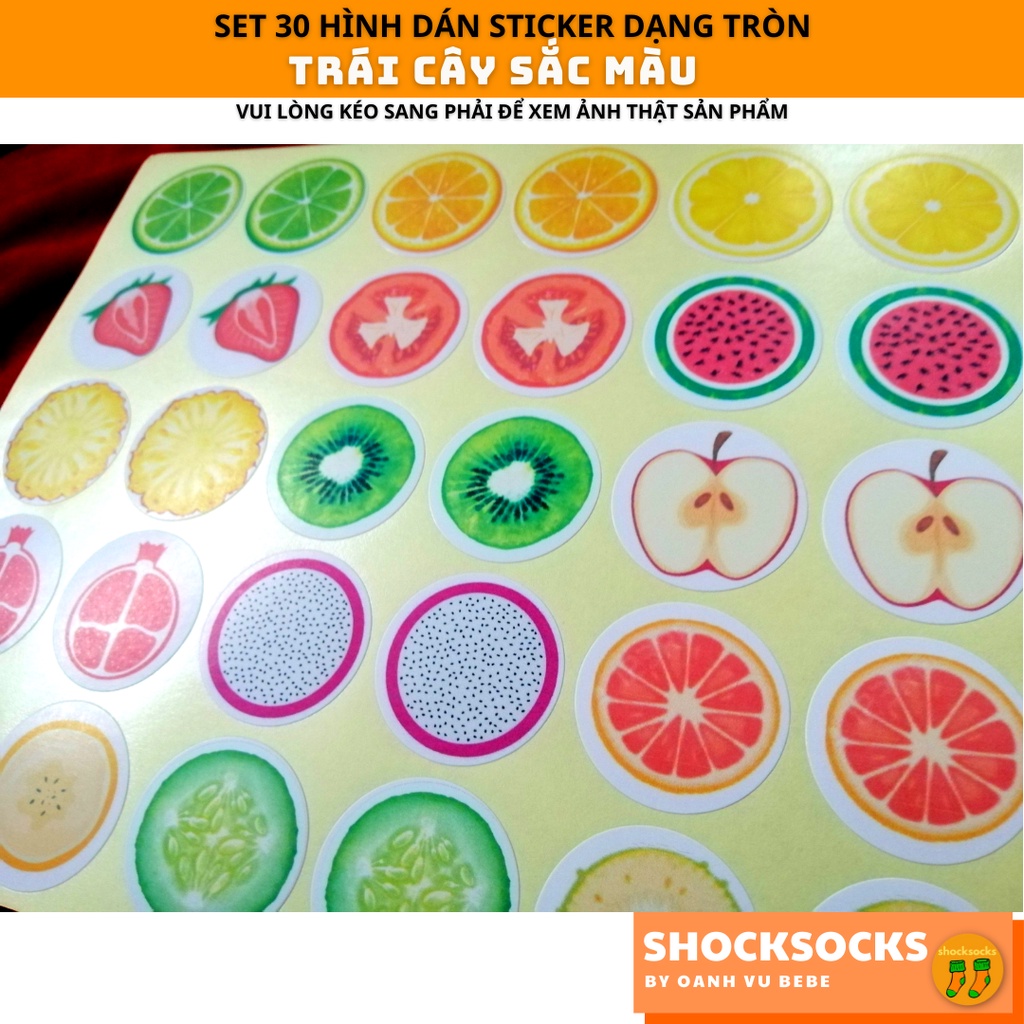 🔥 SET 30 HÌNH DÁN STICKER HÌNH TRÁI CÂY 🔥