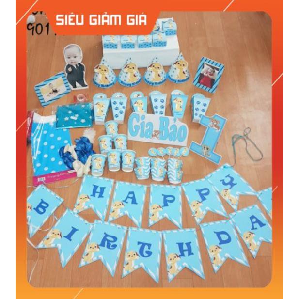 [Free ship] Combo sinh nhật Set bàn tiệc + set bóng, hình chibi, khung ảnh.. trọn bộ trang trí sinh nhật y ảnh.