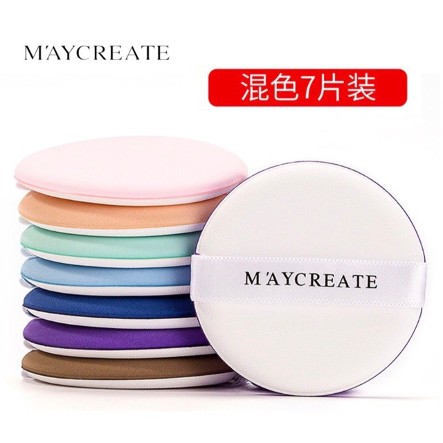 Bộ 7 Bông Đánh Phấn Cushion Cao Cấp Maycreate Full Box