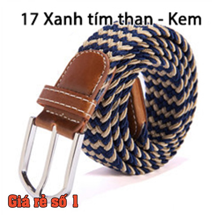 Thắt lưng vải dù co giãn bản 3,5cm - Nhóm màu phối