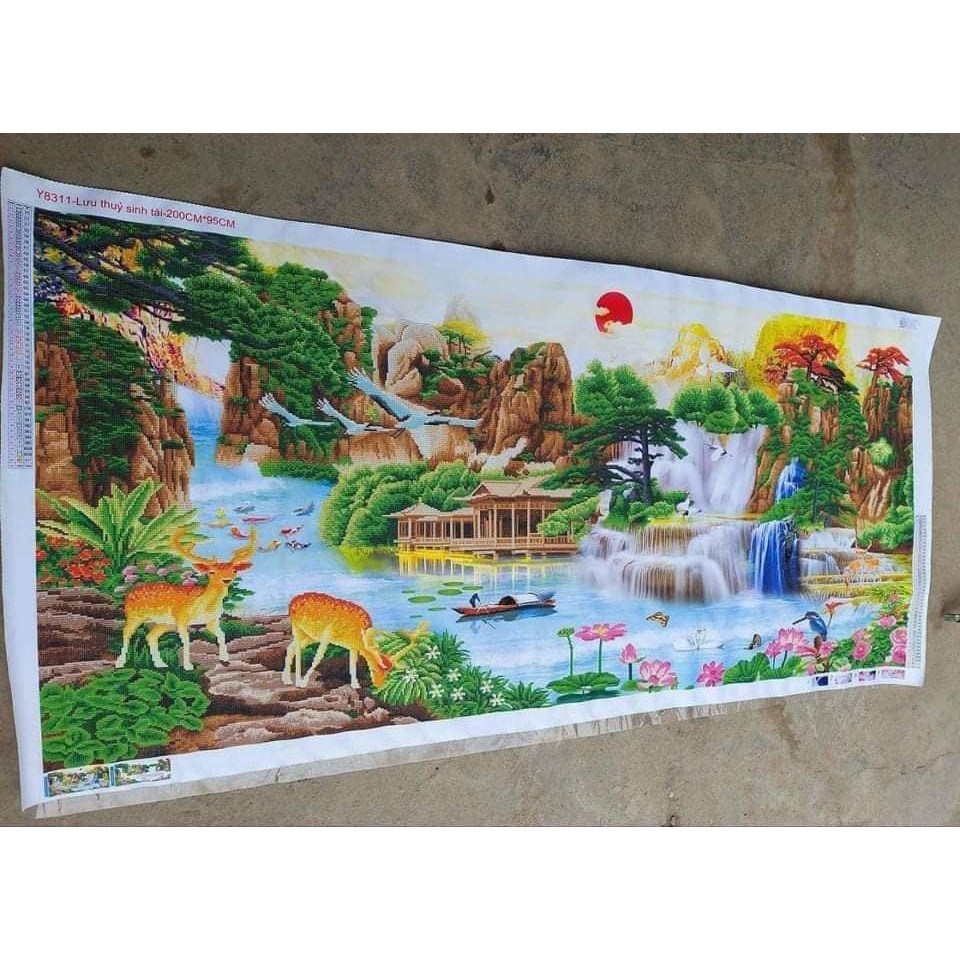 Tranh đính đá phong cảnh Non nước hữu tình Y8309, Y8310 (tranh chưa đính đá)