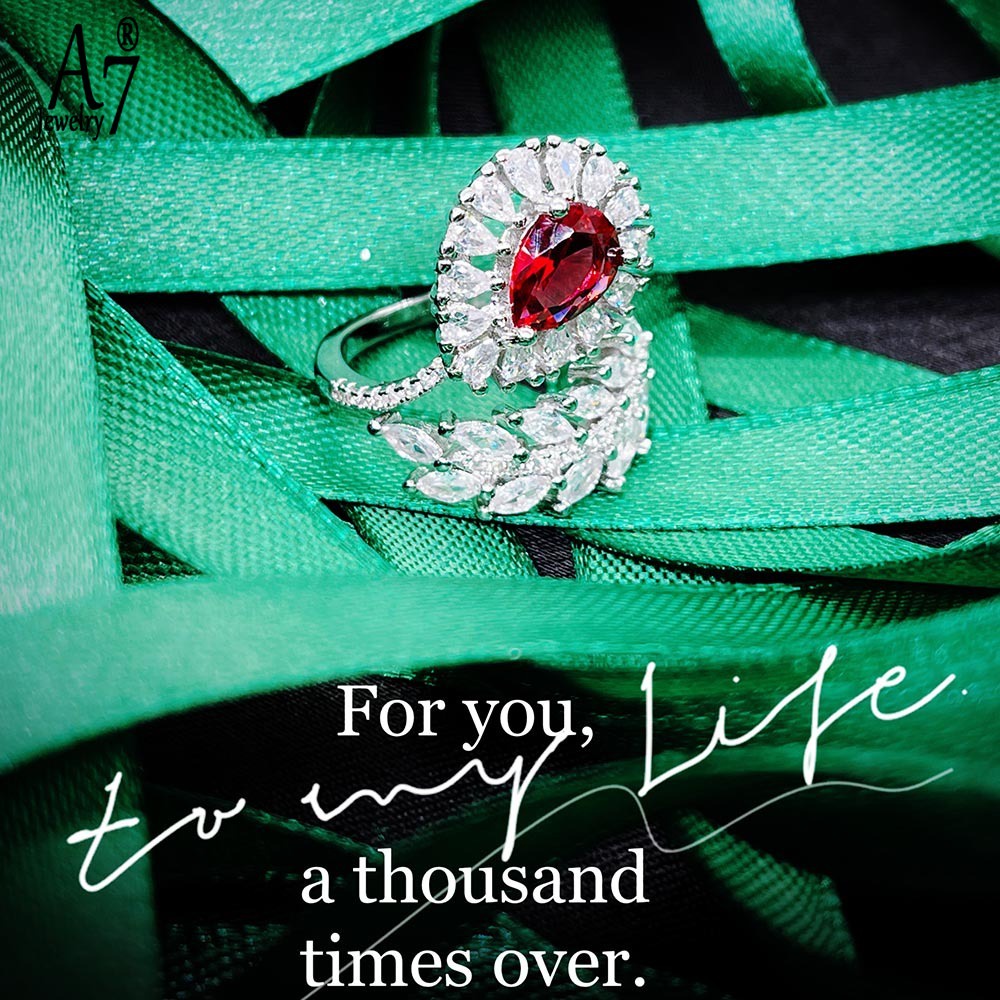 Nhẫn Hở Đính Đá Ruby A7