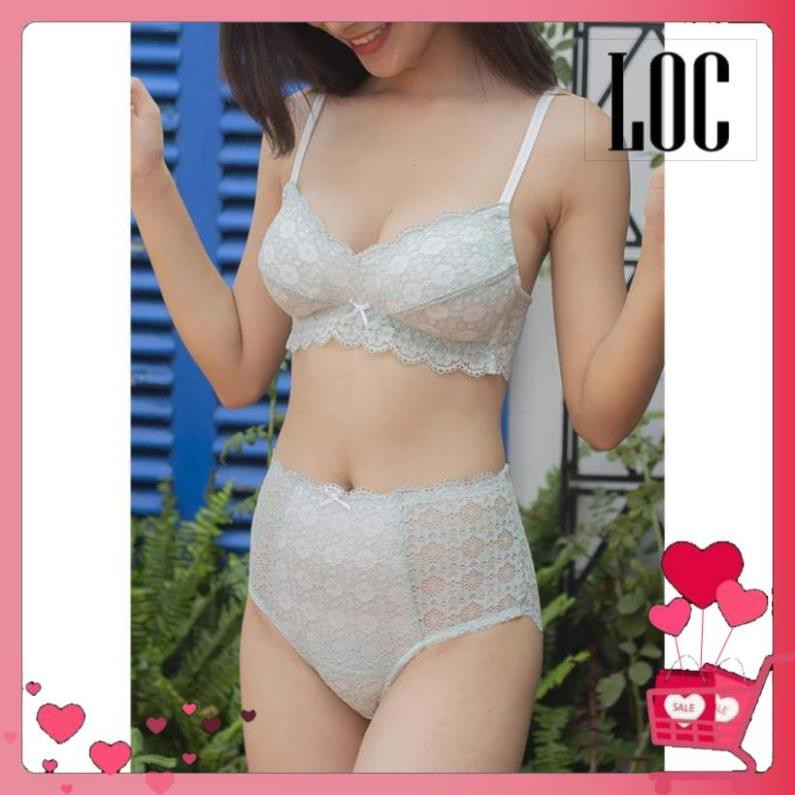 Áo Bra, Áo Cúp Xéo - Xanh Mint Hoa Mai [Nội Y Cao Cấp]