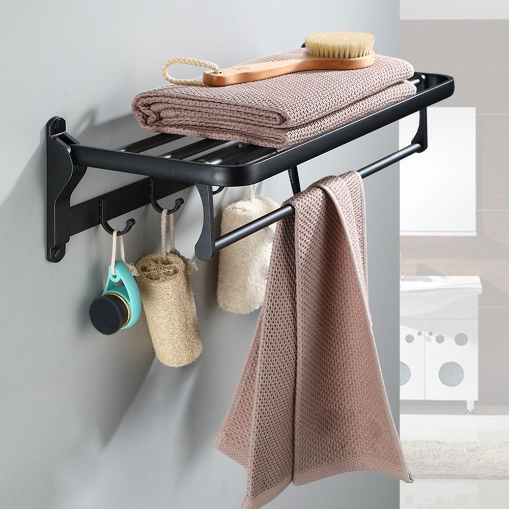 ESPO Giá Treo Khăn Tắm Màu Đen Kèm Móc Tiện Dụng