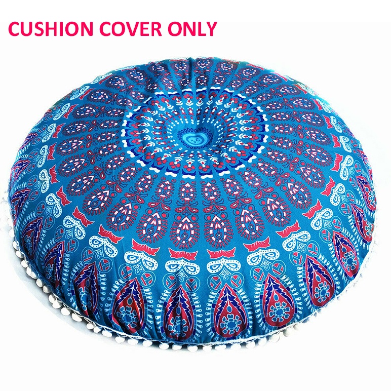 Large Mandala Floor Pillows Round Bohemian Meditation Seat Cushion Cover Pouf