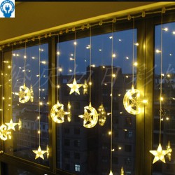 Dây Đèn LED Rèm Trăng Sao Chống Thấm Nước Trang Trí Ngoài Trời - Dài 2.5 Mét