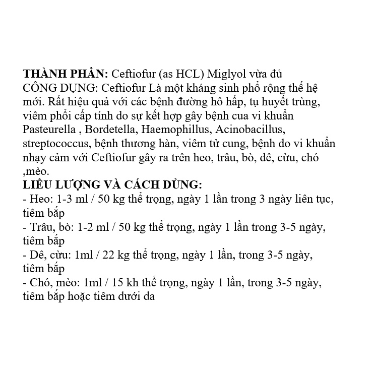 Thú Y Cep 5 Bio Sổ Mũi, Ho Dùng Tốt Cho Dê, Heo, Bò, Cừu