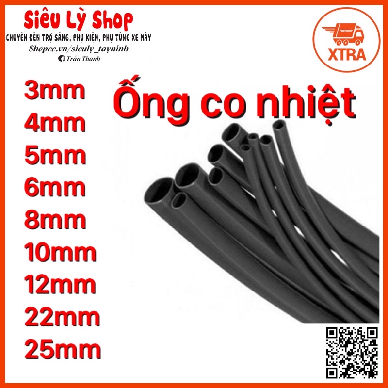Ống co nhiệt 3mm 4mm 5mm 6mm 8mm 10mm 12mm - Dài 1m
