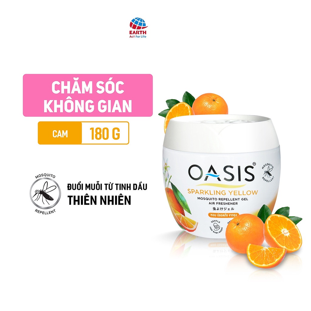 Sáp thơm đuổi muỗi OASIS Hương Cam 180gr chất lượng Thái Lan cao cấp mosquito repellent gel sparkling yellow