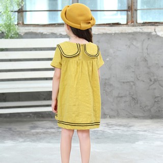 ✨CindyMom✨ Đầm tay ngắn form rộng phối viền dễ thương cho bé gái Quần áo trẻ em