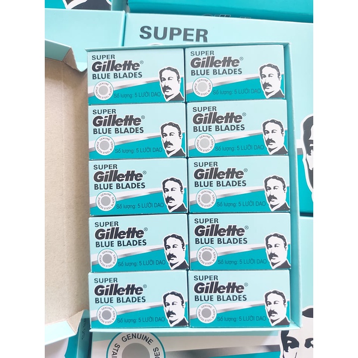Lưỡi Lam Gillette super thin màu đỏ &amp; màu xanh -   Hộp 100 Lưỡi (Lốc 10 hộp Lưỡi lam gillette GILLETTE SUPER THIN )
