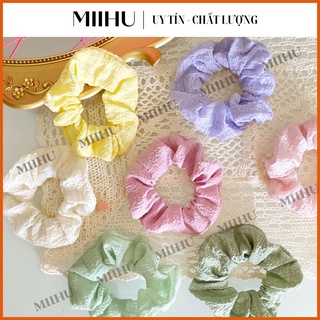 Scrunchies nữ vải xốp nhẹ nhiều màu