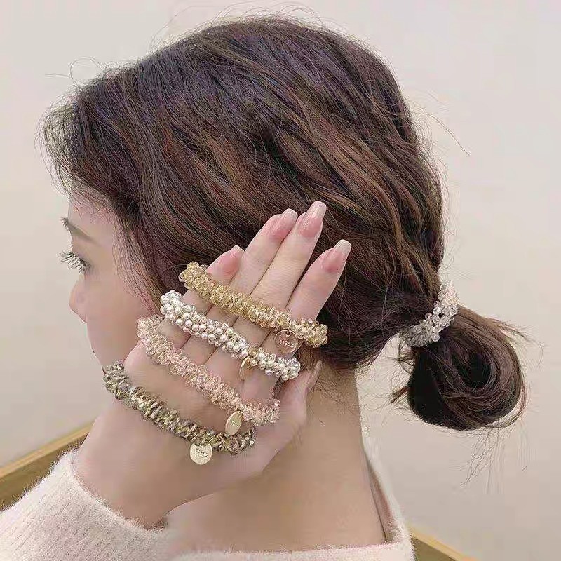 Dây buộc tóc Amuada đính hạt pha lê co dãn siêu xinh nữ tính SC37