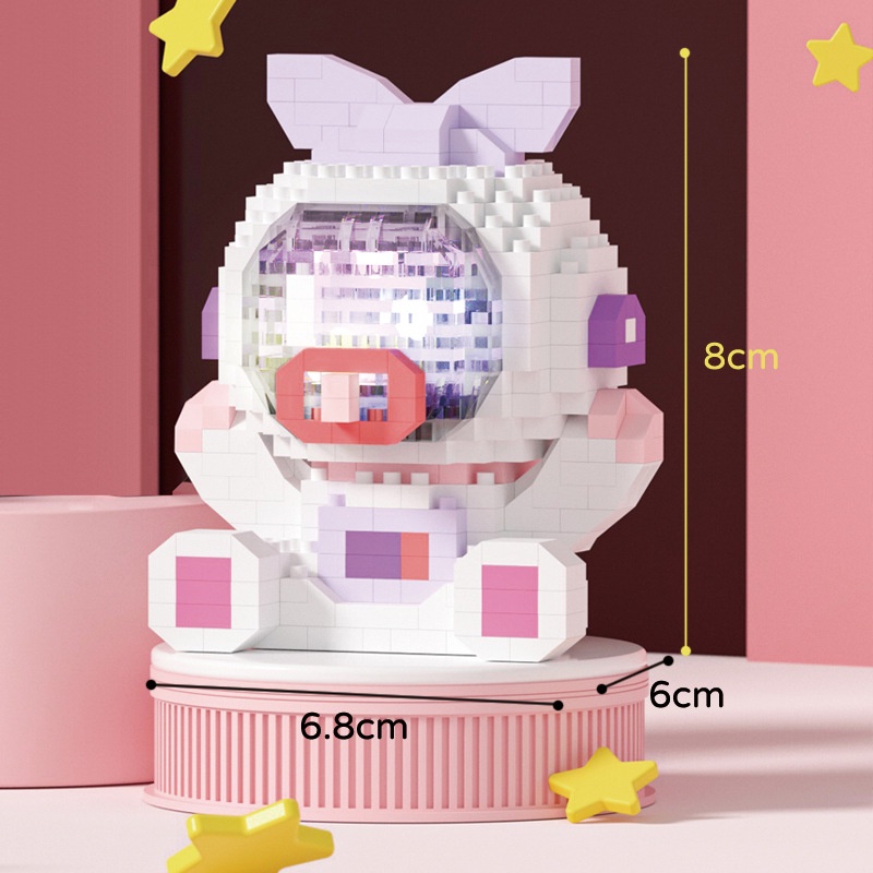 Đồ Chơi Lắp Ráp Mô Hình Thỏ Phi Hành Gia Andy And Ann Đèn Led Sẵn Pin Full Box 3D