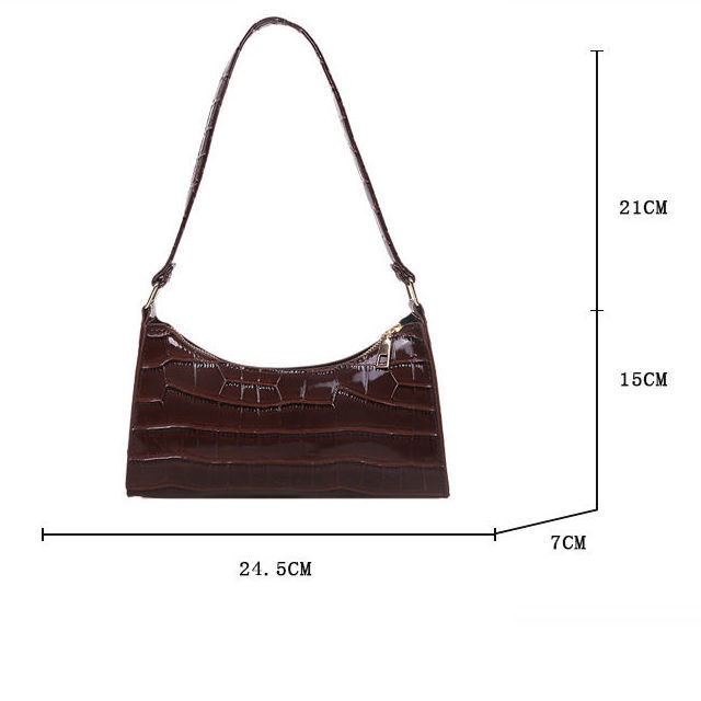 Túi Xách Đeo Vai/Kẹp Nách Vân Da Cá Sấu Phối Dây Xích Kiểu Pháp Thời Trang Cho Nữ