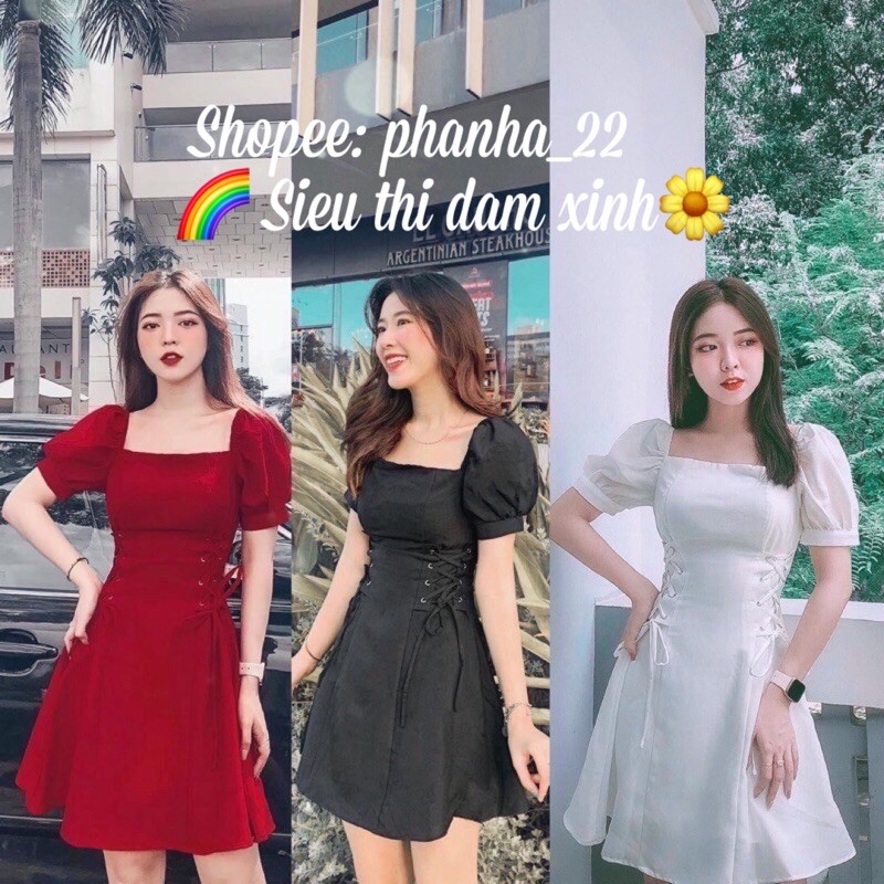 VÁY TRẮNG NỮ DỰ TIỆC DẠO PHỐ SIÊU XINH ✅HÀNG CAO CẤP-RẺ NHẤT SHOPEE ✅VÁY TRẮNG TAY NGẮN ĐAN CHÉO 2 BÊN EO SIÊU TÔN DÁNG