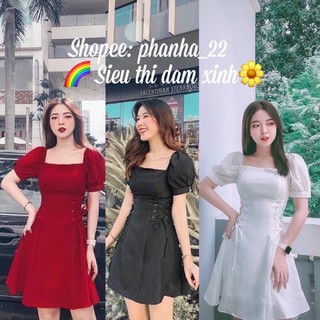 VÁY TRẮNG NỮ DỰ TIỆC DẠO PHỐ SIÊU XINH ✅HÀNG CAO CẤP-RẺ NHẤT SHOPEE ✅VÁY TRẮNG TAY NGẮN ĐAN CHÉO 2 BÊN EO SIÊU TÔN DÁNG