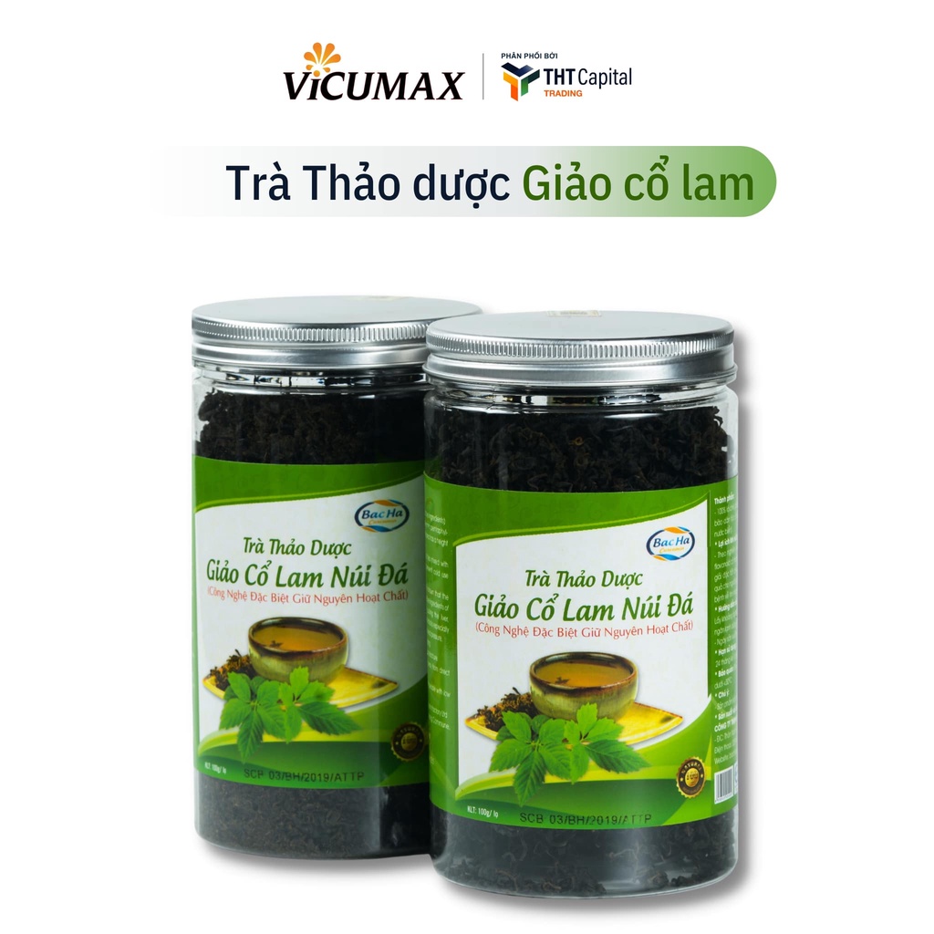 Trà thảo dược giảo cổ lam núi đá hộp 100gr - Thanh nhiệt, mát gan, giải độc - TTDLH0100 - Vicumax