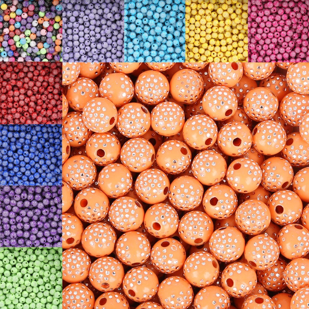 Set 100 Hạt Xỏ Lỗ 8mm Bằng Acrylic Dùng Để Làm Đồ Trang Sức Thủ Công