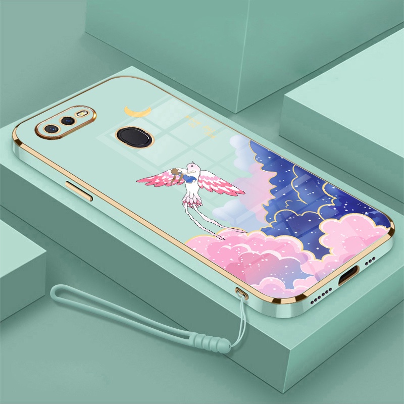 Ốp Điện Thoại Viền Dẻo Họa Tiết Hoạt Hình Dễ Thương Kèm Dây Đeo Cho oppo a5s a12 a7 a31 F9