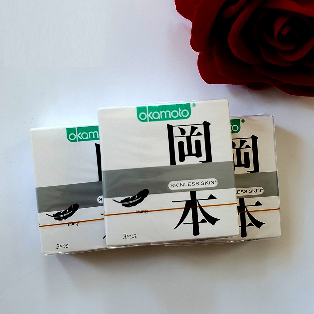 Bao cao su siêu mỏng tinh khiết Okamoto Purity - hộp 3 chiếc