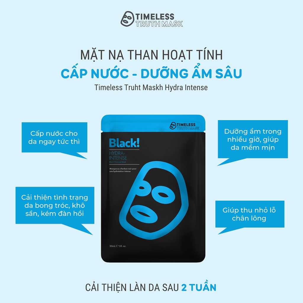 Mặt nạ than hoạt tính cấp nước, dưỡng ẩm Timeless Truth Mask - Black Hydra Intense