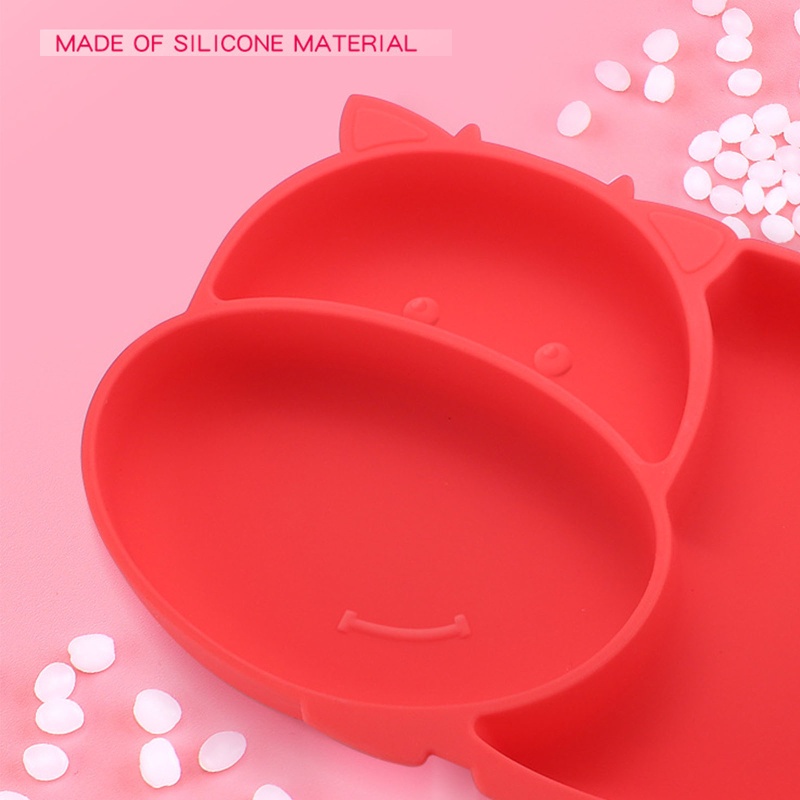 Bộ 3 Dụng Cụ Tập Ăn Gồm Bát / Muỗng / Nĩa Chia Ngăn Bằng Silicone Cho Bé