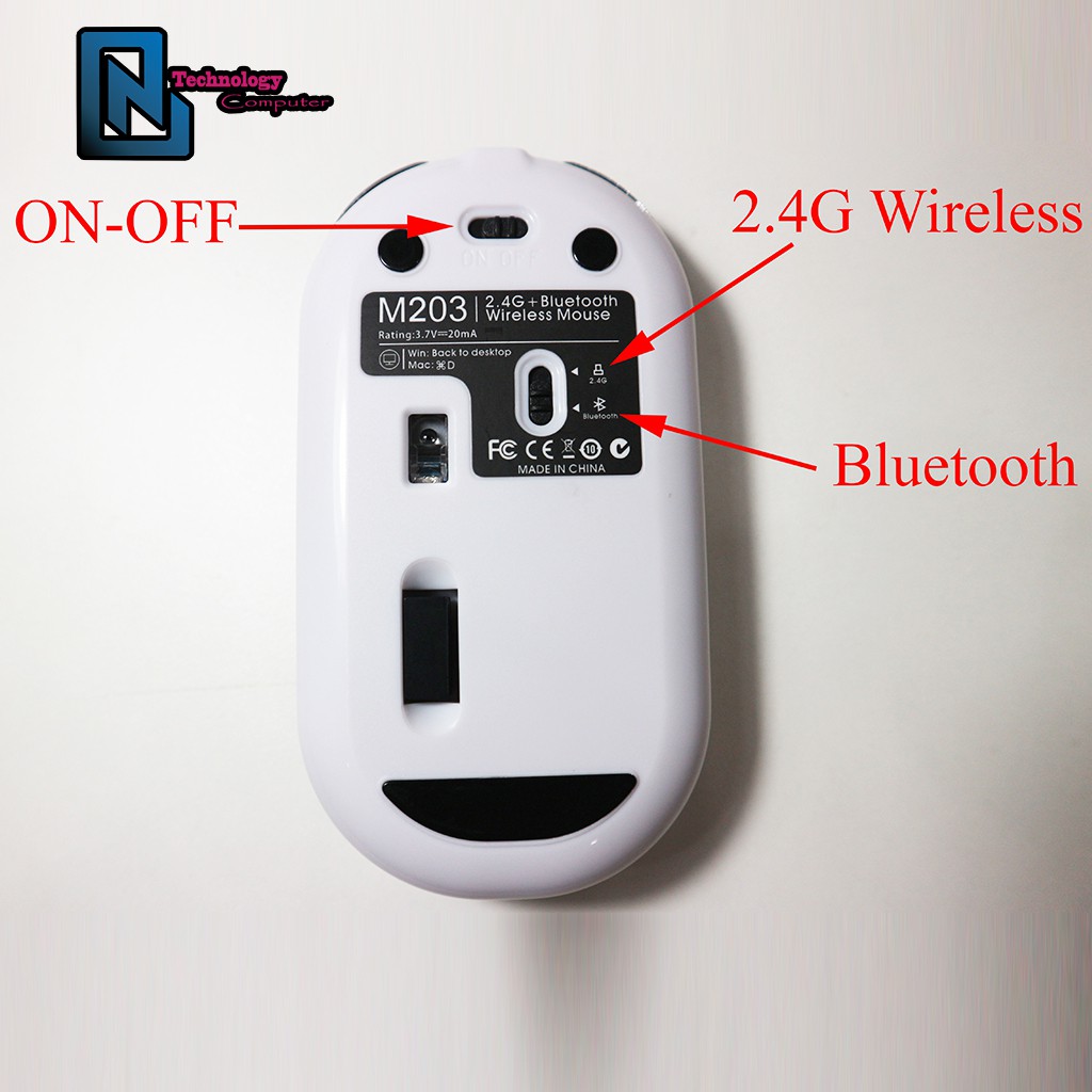 Chuột Full Chức Năng Full Nền Tảng Pin Sạc M203 Kết Nối Bluetooth Đầu Thu USB 2.4 GHz Hệ Điều Hành Win IOS Android