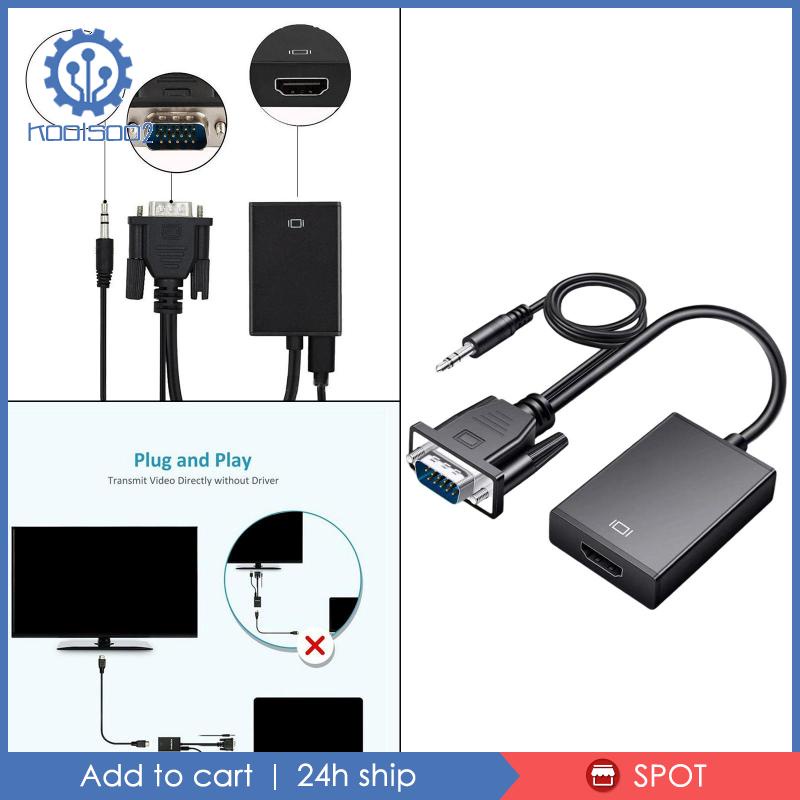 Bộ Chuyển Đổi VGA Sang HDMI 2 Màu Đen Cho Máy Tính Để Bàn Chromebook