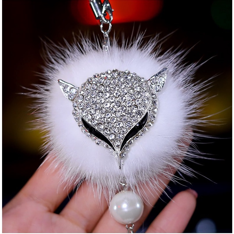 Khánh treo gương xe ô tô hồ ly dành cho cô gái nhẹ nhàng trang trí xế yêu